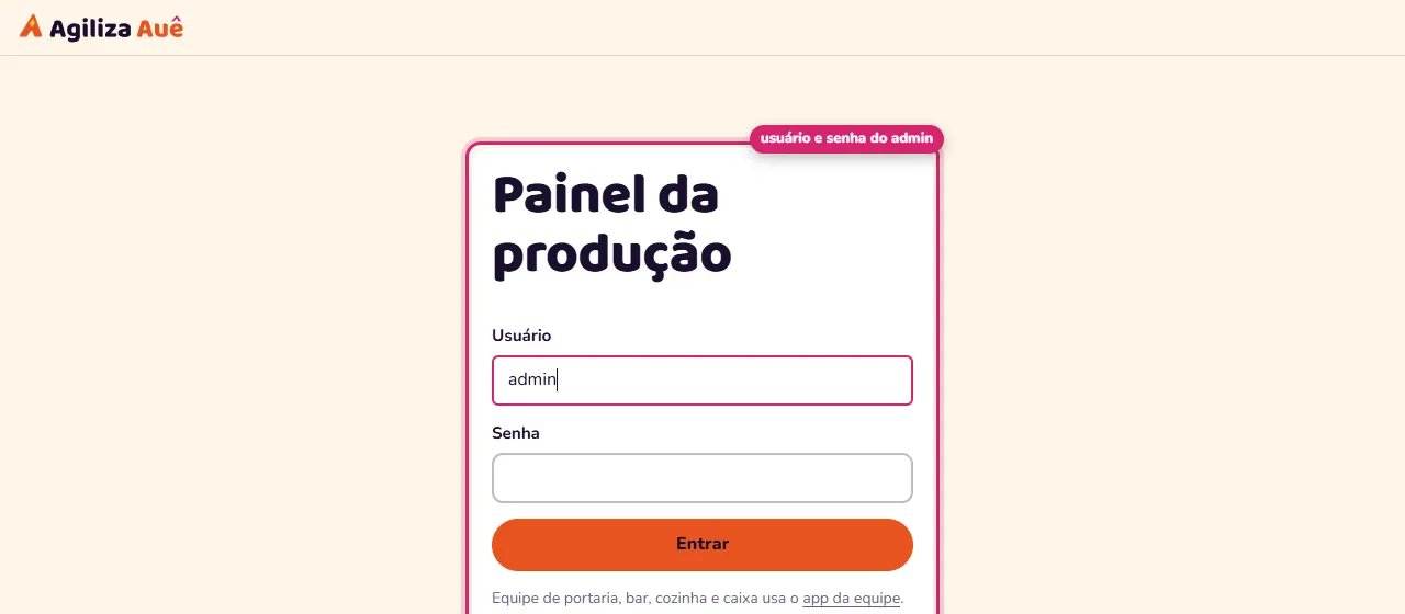 Tela de login do painel com o formulário destacado.